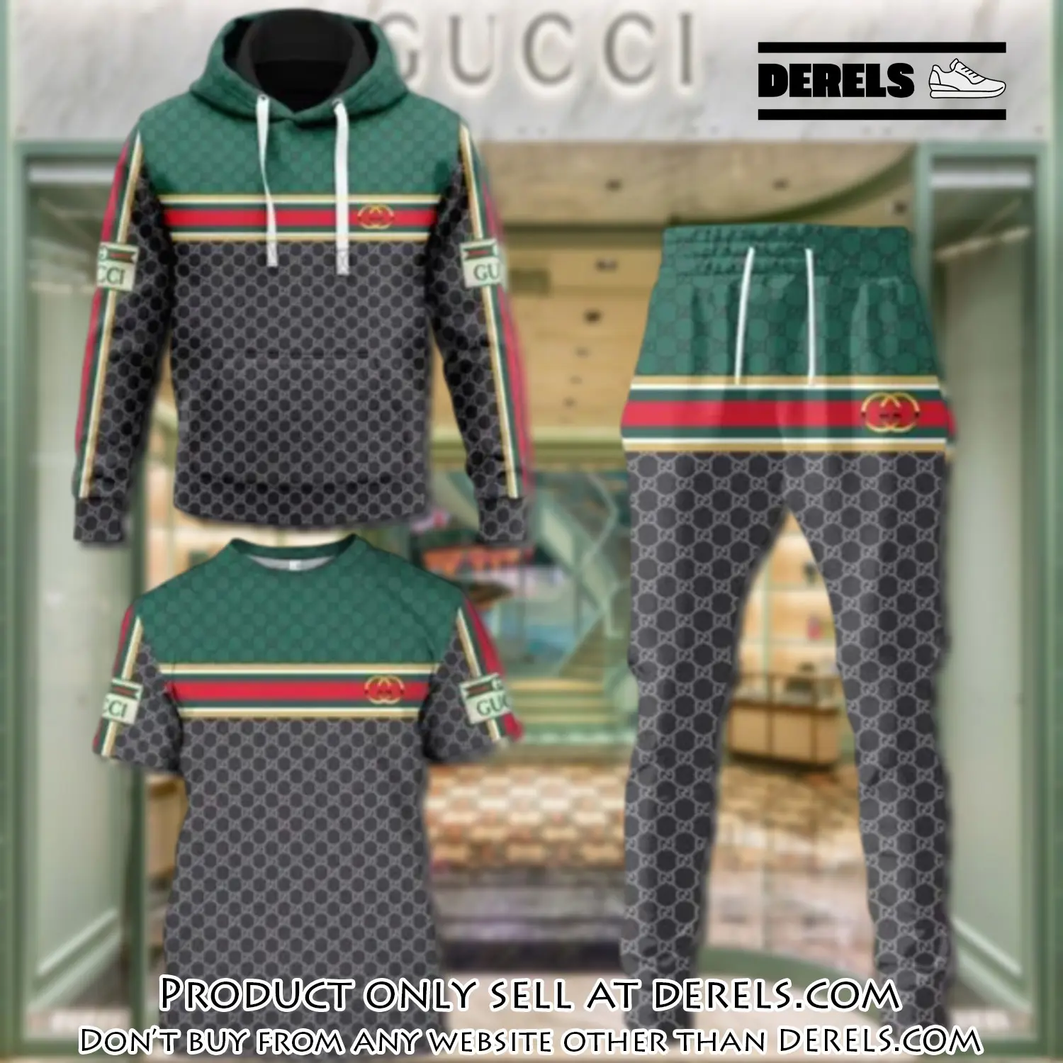 Gucci pattern unisex tshirt hoodie long pants set luxury brand clothing special gift outfit for men women dr2019231